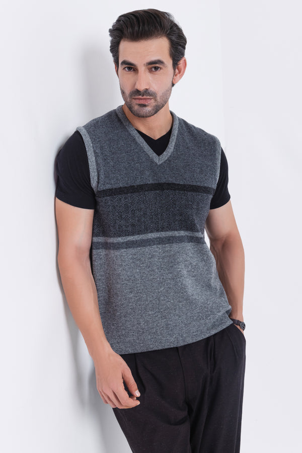 St-Grey-V-Neck Sando Sweater (662-14)