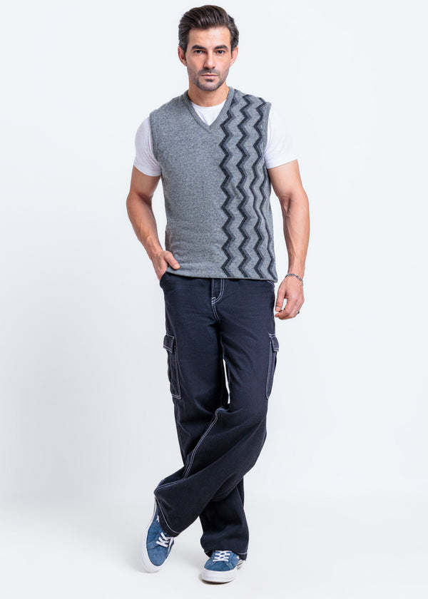 St-Grey-V-Neck Sando Sweater (663-14)