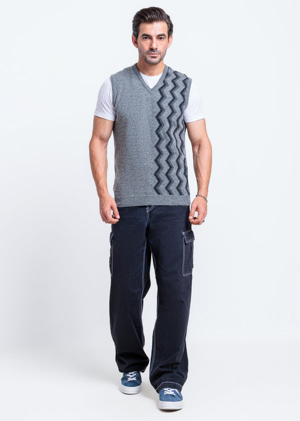 St-Grey-V-Neck Sando Sweater (663-14)