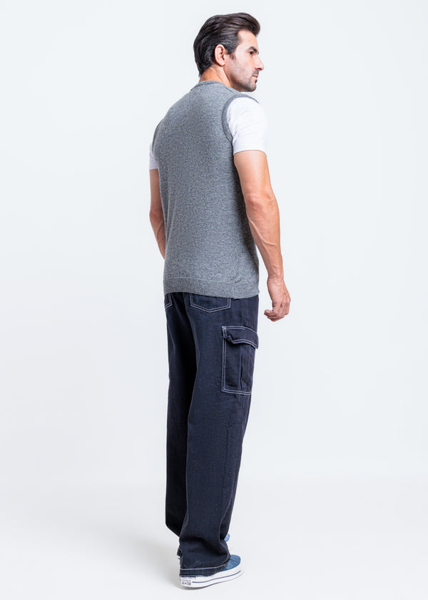 St-Grey-V-Neck Sando Sweater (663-14)