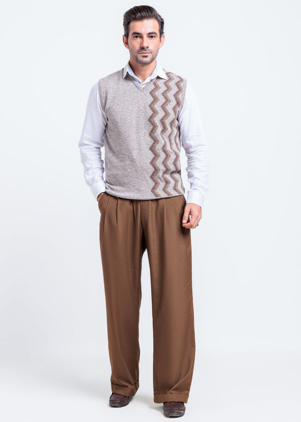 String-V-Neck Sando Sweater (663-14)