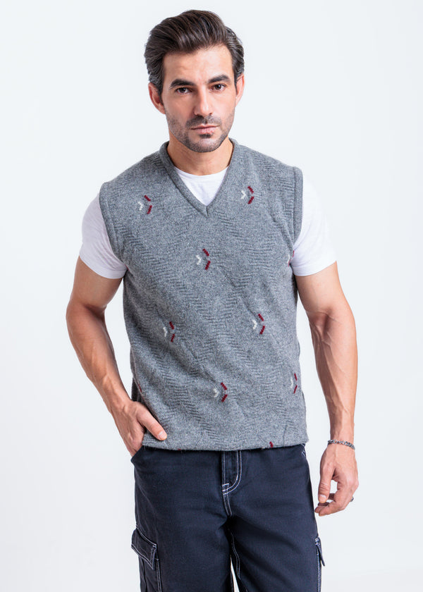 St-Grey-V-Neck Sando Sweater (664-14)