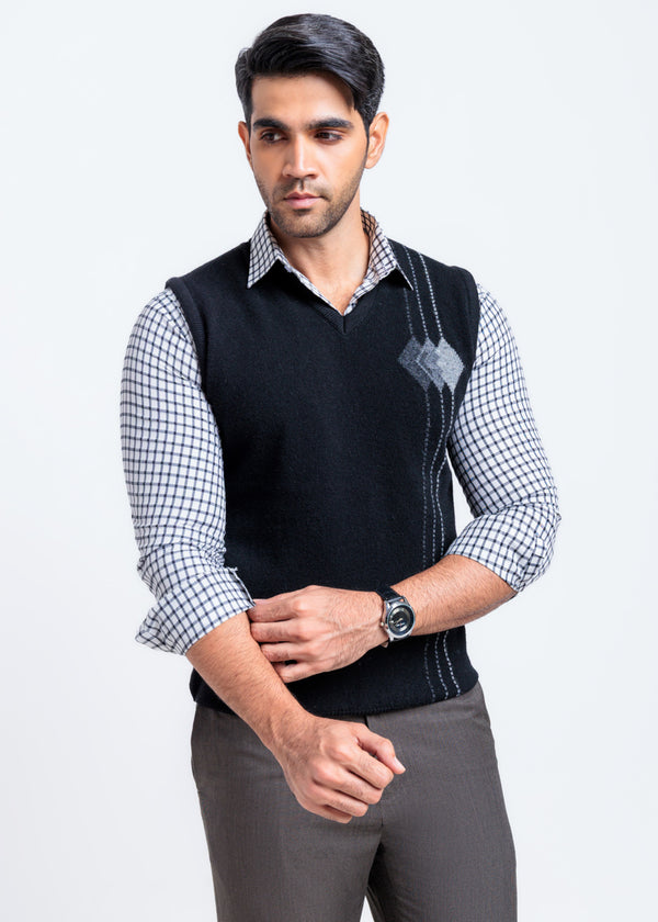 J-Black-V-Neck Sando Sweater (666-14)