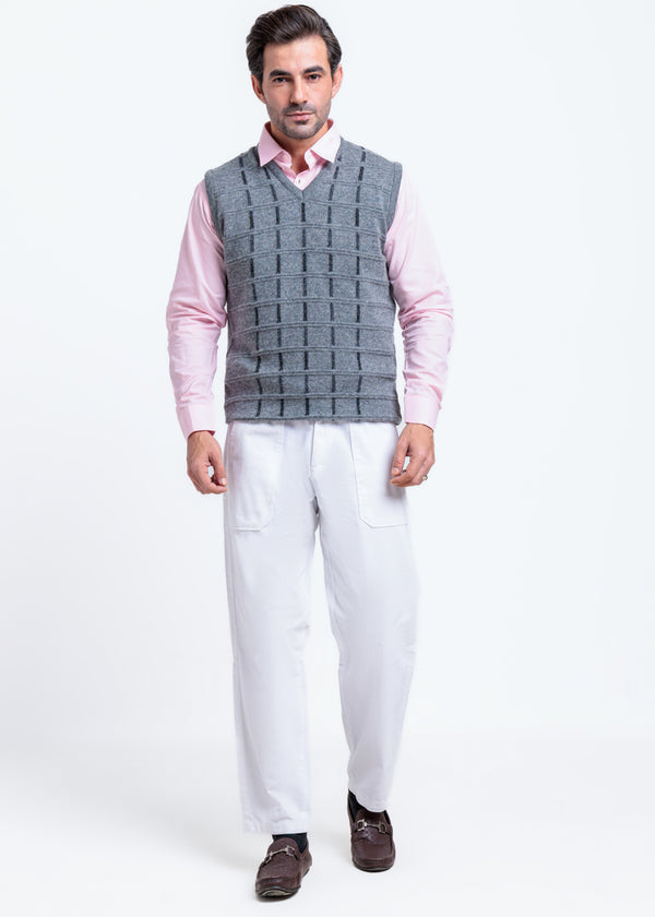 St-Grey-V-Neck Sando Sweater (667-14)