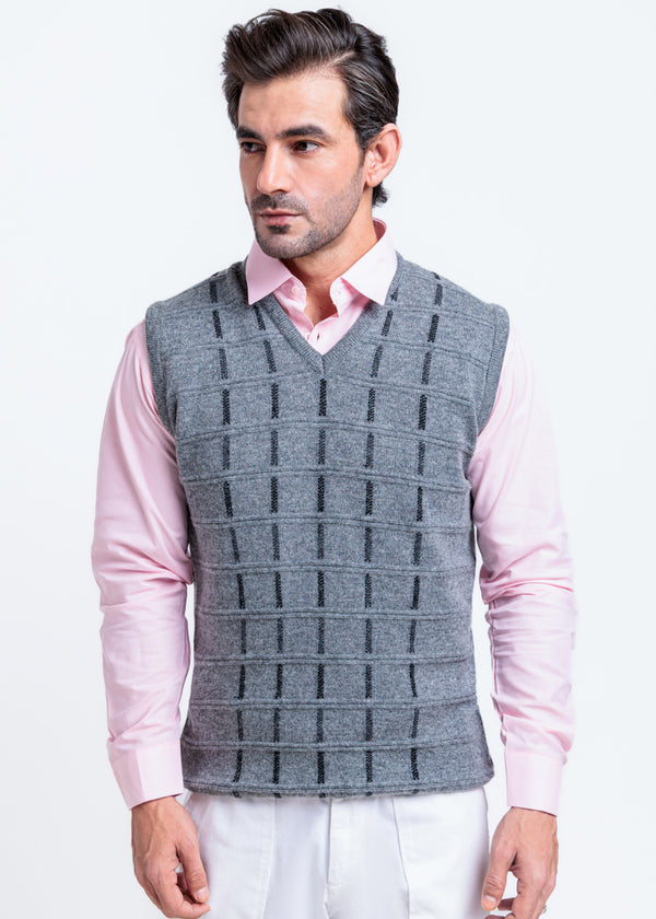 St-Grey-V-Neck Sando Sweater (667-14)