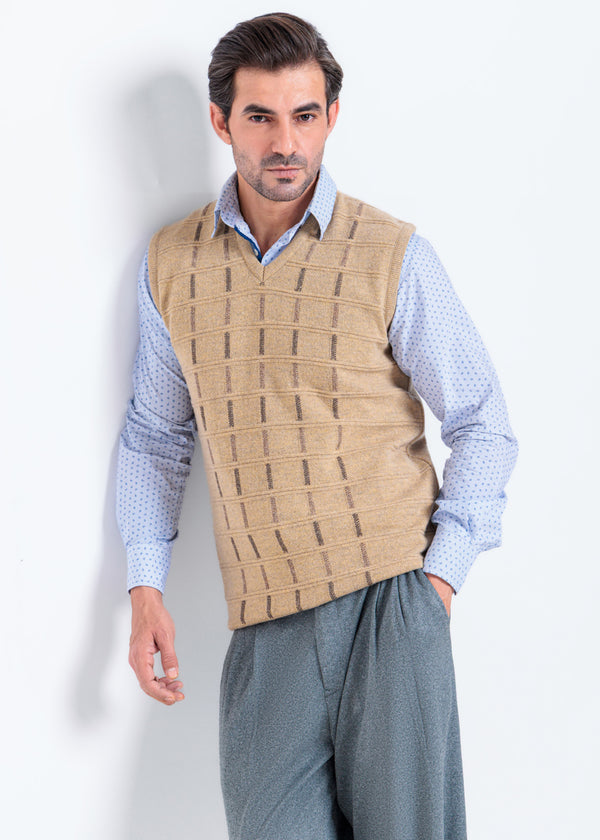 Wheat-V-Neck Sando Sweater (667-14)