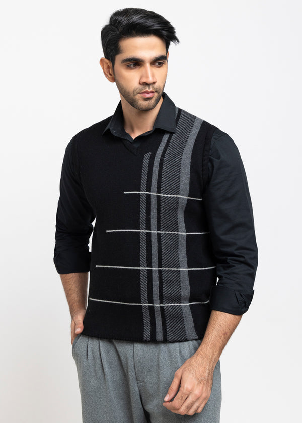 J-Black-V-Neck Sando Sweater (668-14)