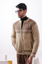 WHEAT-TURTLE NECK ZIPPER FULL SLEEVES SWEATER (756-15)