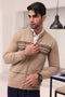 M-BEIGE-TURTLE NECK ZIPPER FULL SLEEVES SWEATER (757-15)