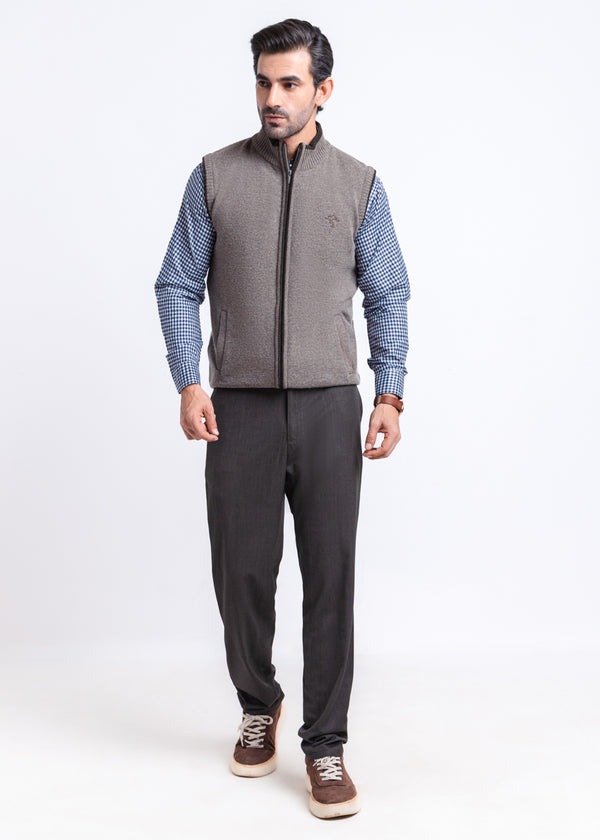 Wd-Smoke-Turtle Neck Zipper Sando Sweater (781-14)