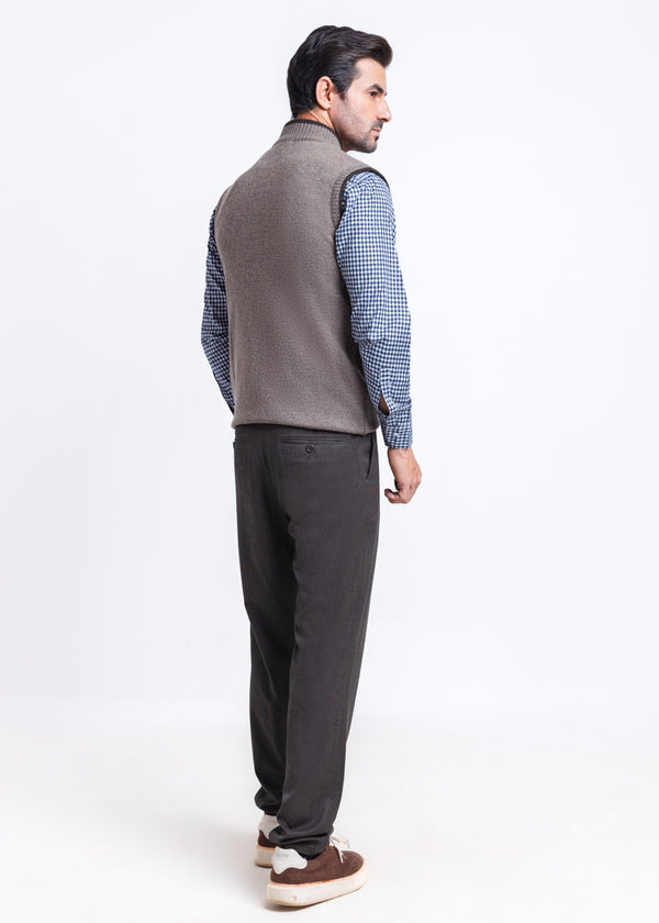 Wd-Smoke-Turtle Neck Zipper Sando Sweater (781-14)