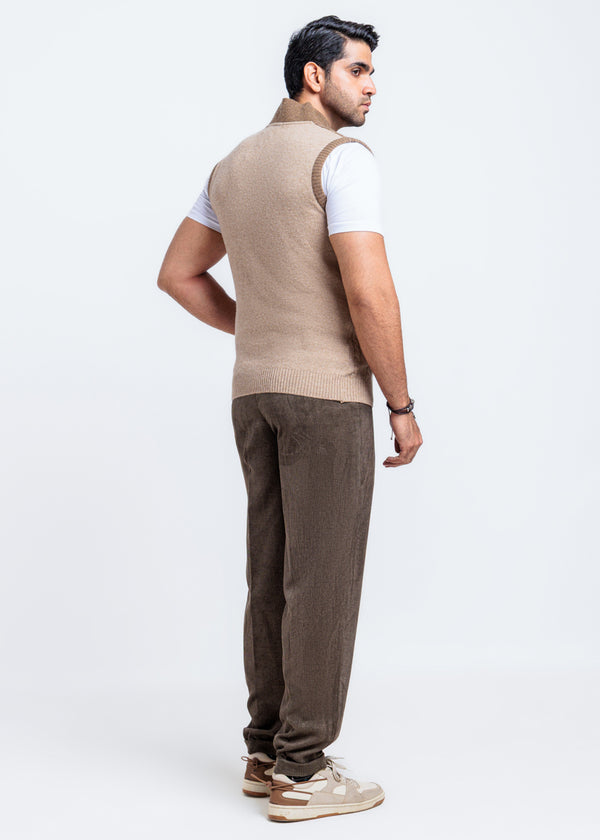 Mashroom-Baseball Collar Zipper Sando Sweater (784-14)