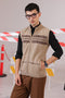 M-BEIGE-TURTLE NECK ZIPPER SANDO SWEATER (787-15)