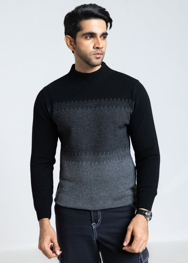 J-Black-Round Turtle Neck Full Sleeves Sweater (854-14)