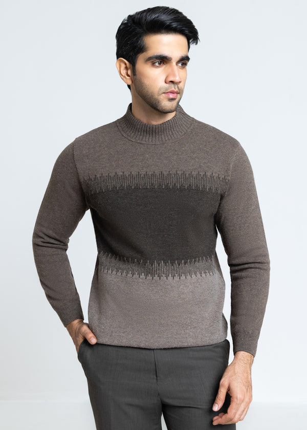 N-Brown-Round Turtle Neck Full Sleeves Sweater (854-14)
