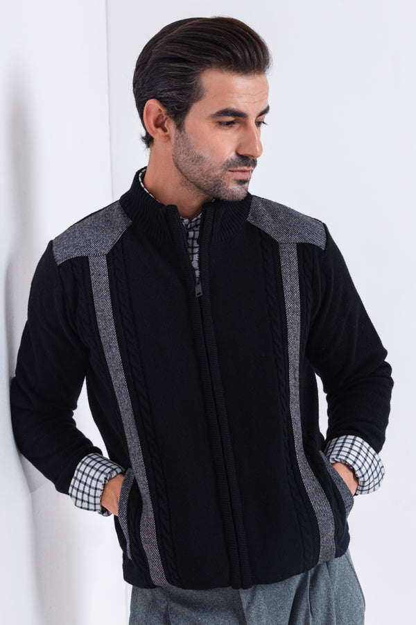 J-Black-Turtle Neck Zipper Full Sleeves Sweater (908-14)