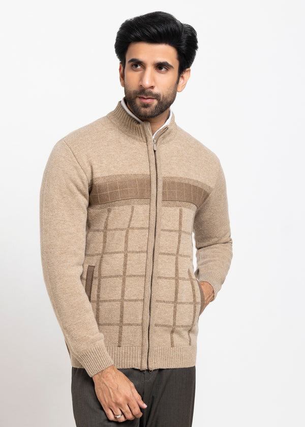 Mashroom-Turtle Neck Zipper Full Sleeves Sweater (916-14)