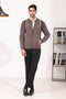 N-BROWN-TURTLE NECK ZIPPER FULL SLEEVES SWEATER (927-15)