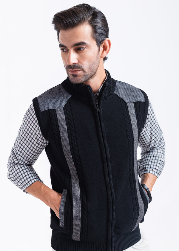 J-Black-Turtle Neck Zipper Full Sleeves Sweater (988-14)