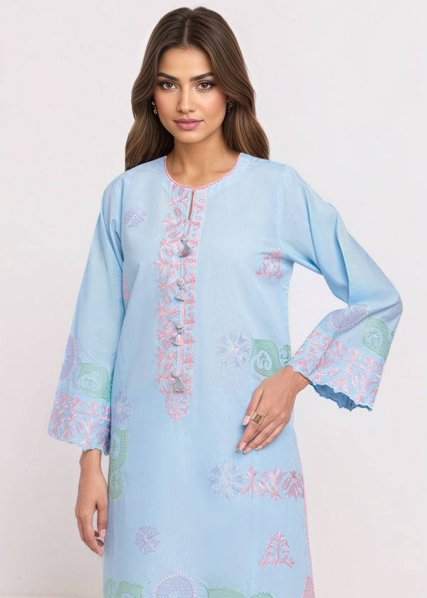 L-Blue-Cotton Silk-2 Piece (WPS252SE3064)