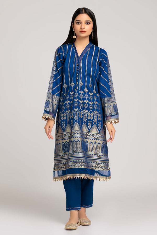 BLUE-JACQUARD-1 PIECE KURTI (JAW221P01)