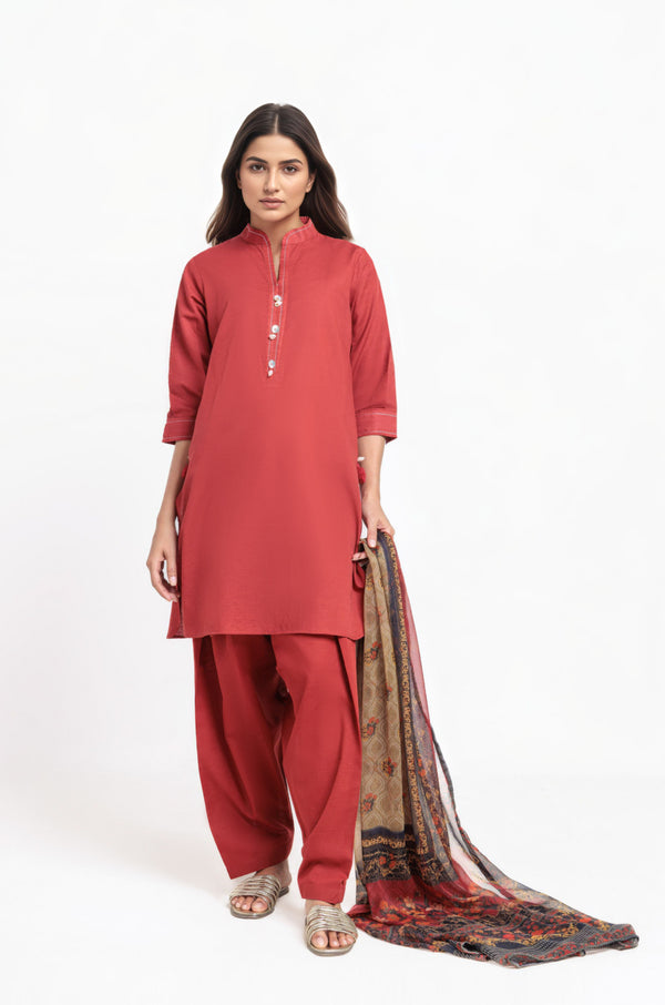 Rust-Khaddar-3 Piece (SWT213P98P)