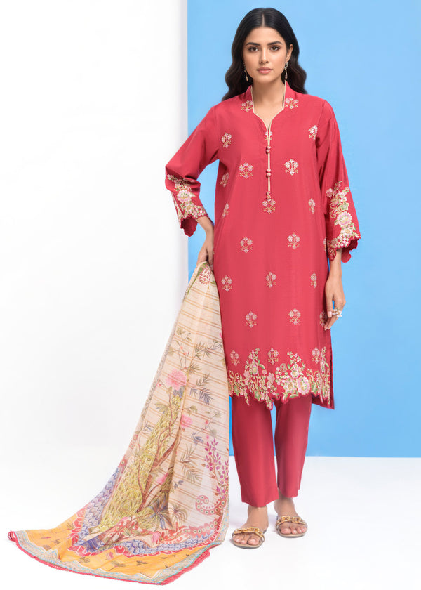 Red-Cotton Silk-3 Piece (WPS25SE3019)