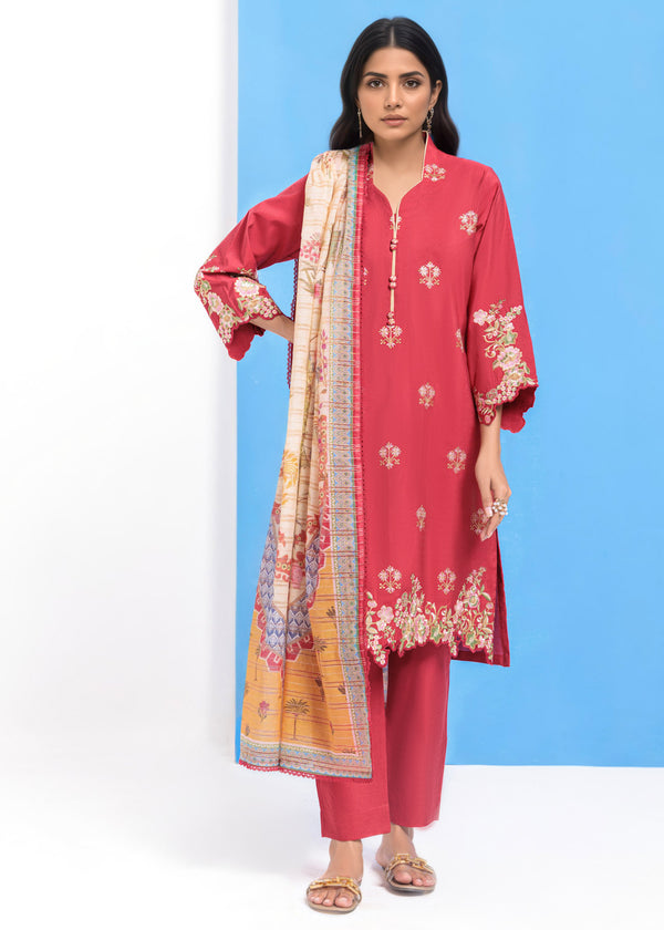 Red-Cotton Silk-3 Piece (WPS25SE3019)