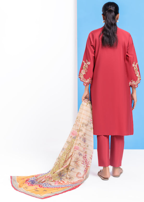 Red-Cotton Silk-3 Piece (WPS25SE3019)