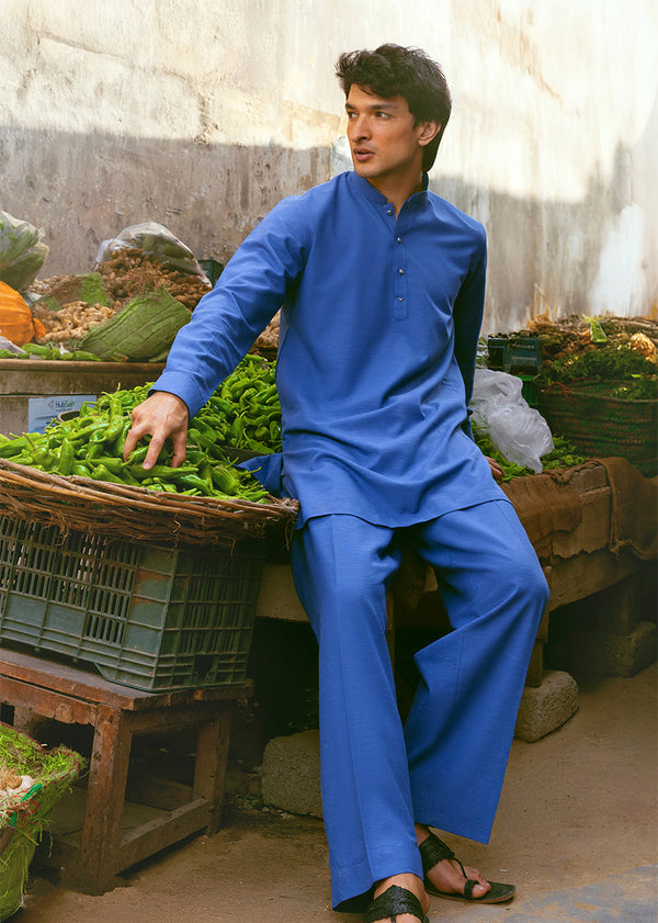 R-Blue-Blended-Kurta Trouser - (MP2PBBW25BM11D15)