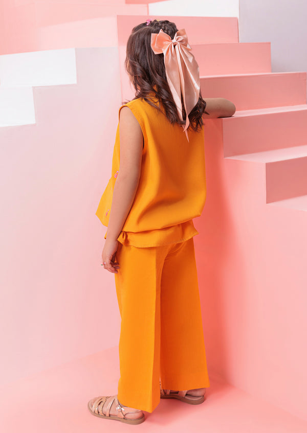 Orange-Raw Silk-2 Piece (G25DE2024)