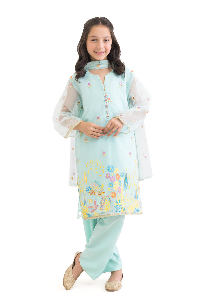 Bonanza Satrangi M-Green-Poly Net-3 Piece (GP3PSLW25GI10N5), view 1