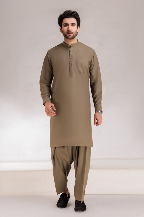 OLIVE-BLENDED-SHALWAR SUIT (GSBB22-009)