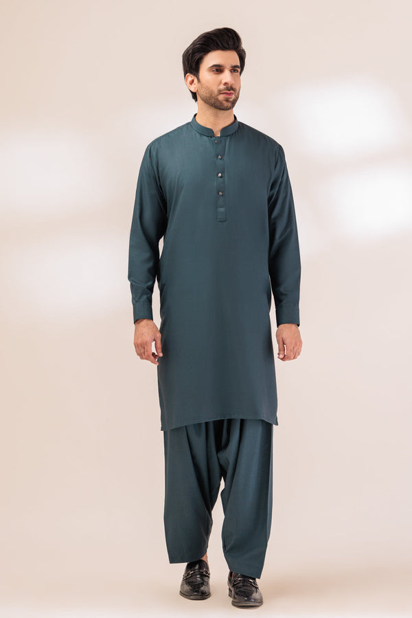 E-GREEN-BLENDED-SHALWAR SUIT - (GSBW23-026)