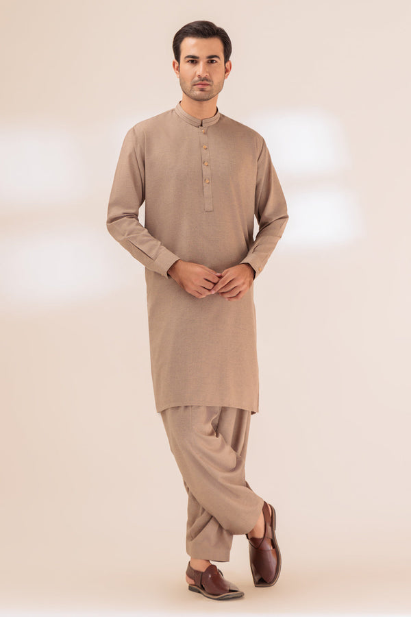 P-KHAKI-BLENDED-SHALWAR SUIT - (GSBW23-029)