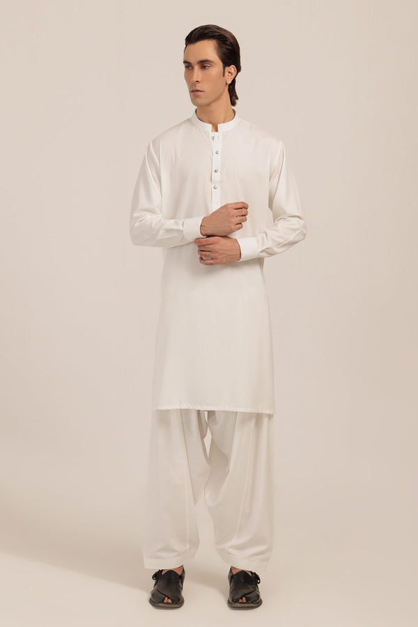 WHITE-BLENDED-SHALWAR SUIT - (GSBW24-009)