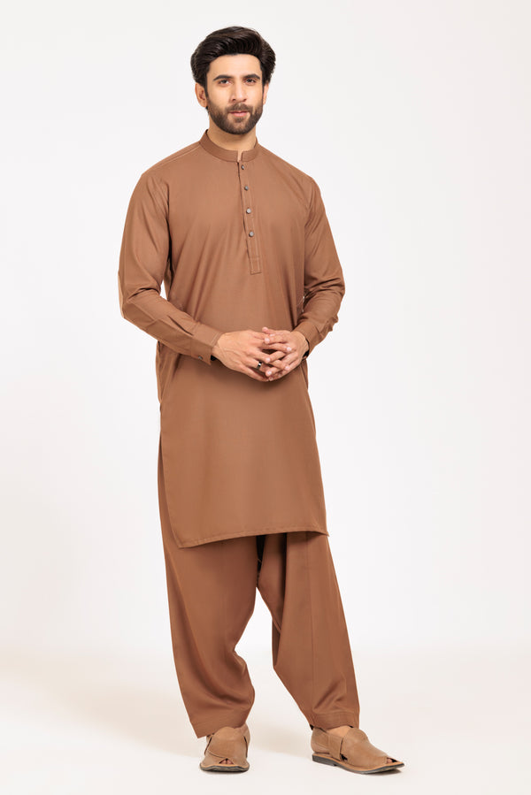 M-BROWN-BLENDED-SHALWAR SUIT - (GSBW24-013)