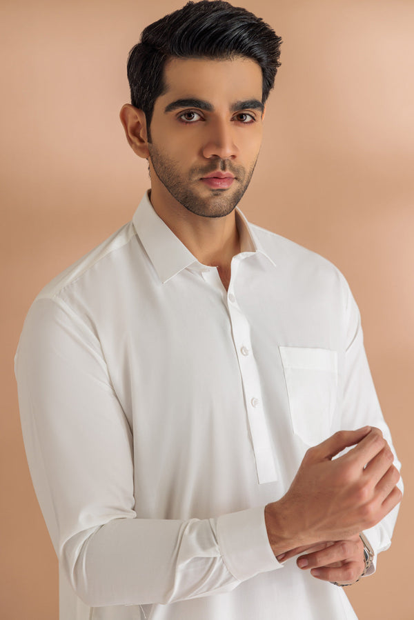 O-WHITE-BLENDED-SHALWAR SUIT - (GSSB23-006)