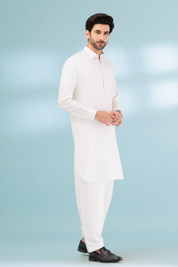 C-WHITE-BLENDED-SHALWAR SUIT - (GSSB23-022)