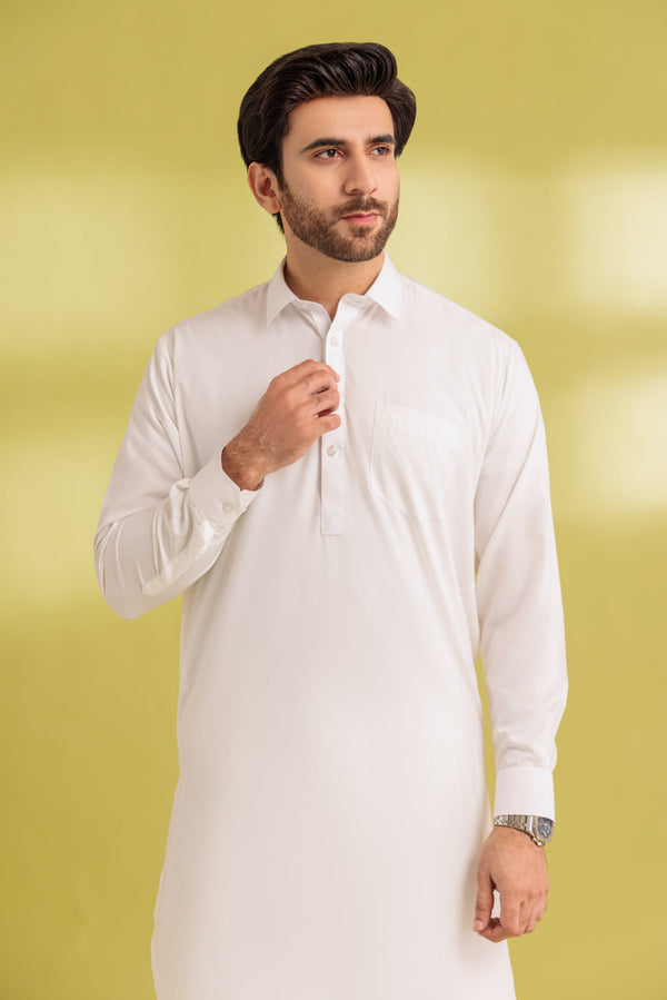 O-WHITE-BLENDED-SHALWAR SUIT - (GSSS23-026)