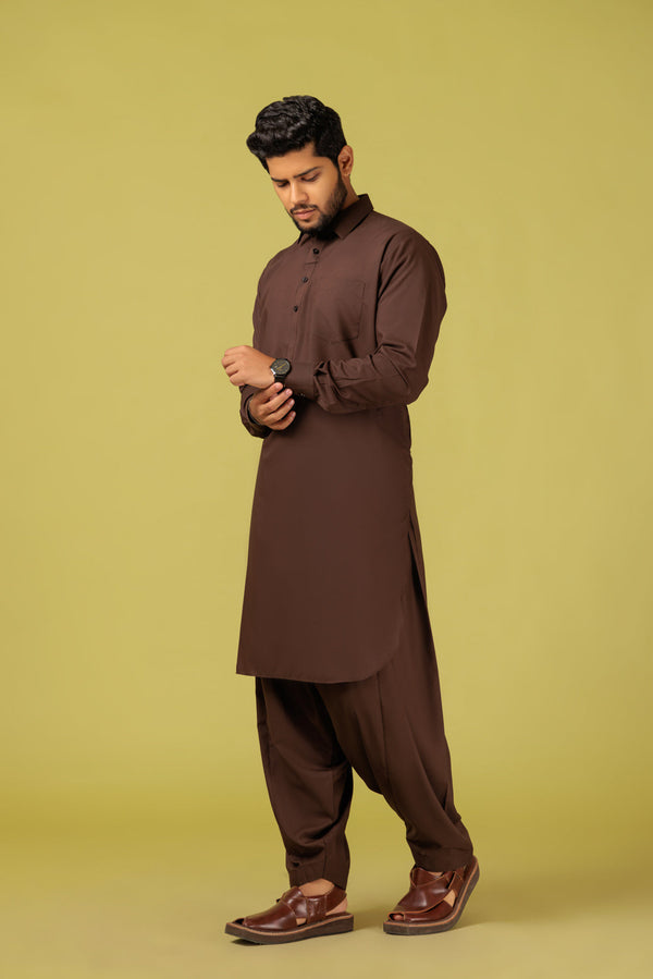 D-BROWN-BLENDED-SHALWAR SUIT - (GSSS23-027)