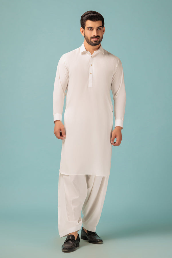 O-WHITE-BLENDED-SHALWAR SUIT - (GSSW23-002)