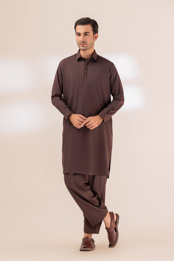 W-BROWN-BLENDED-SHALWAR SUIT - (GSSW23-045)