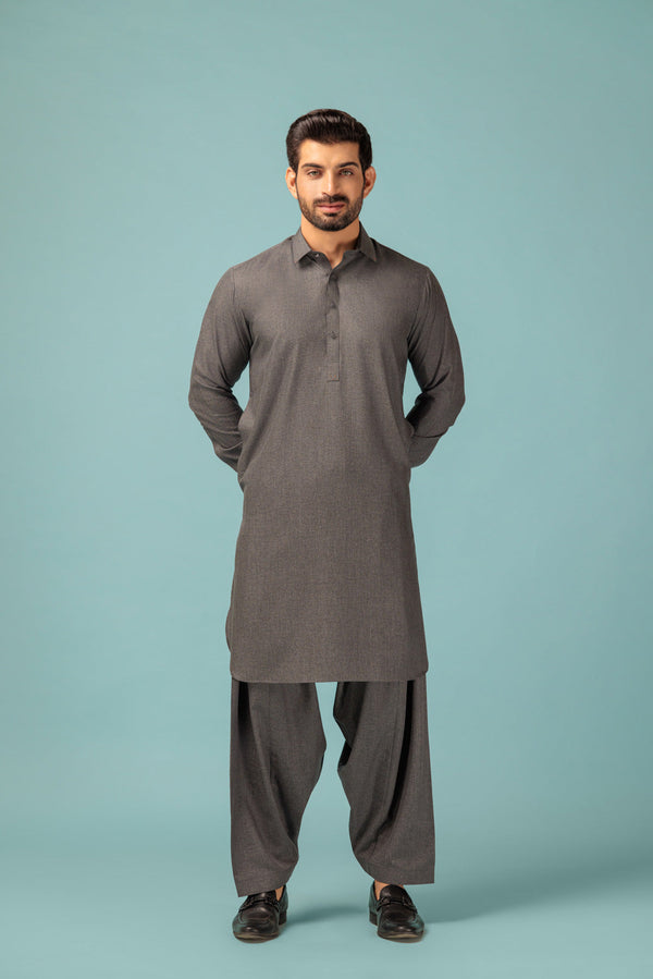 CHARCOAL-BLENDED-SHALWAR SUIT - (GSSW23-077)