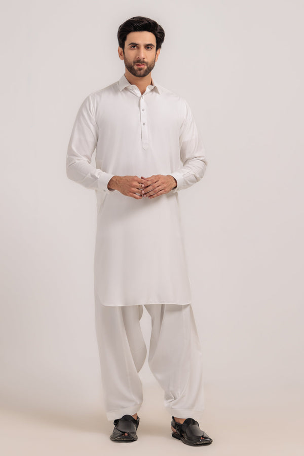 WHITE-BLENDED-SHALWAR SUIT - (GSSW24-020)