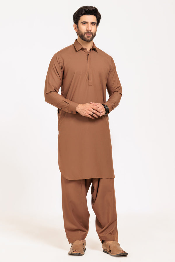 M-BROWN-BLENDED-SHALWAR SUIT - (GSSW24-028)