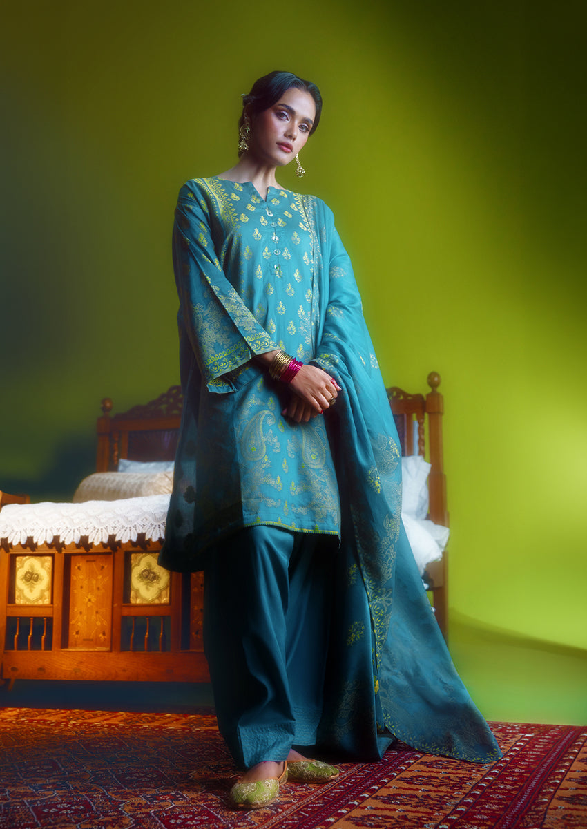Teal-Jacquard-3 Piece (WP3PSBS26B1F31) – Bonanza Satrangi