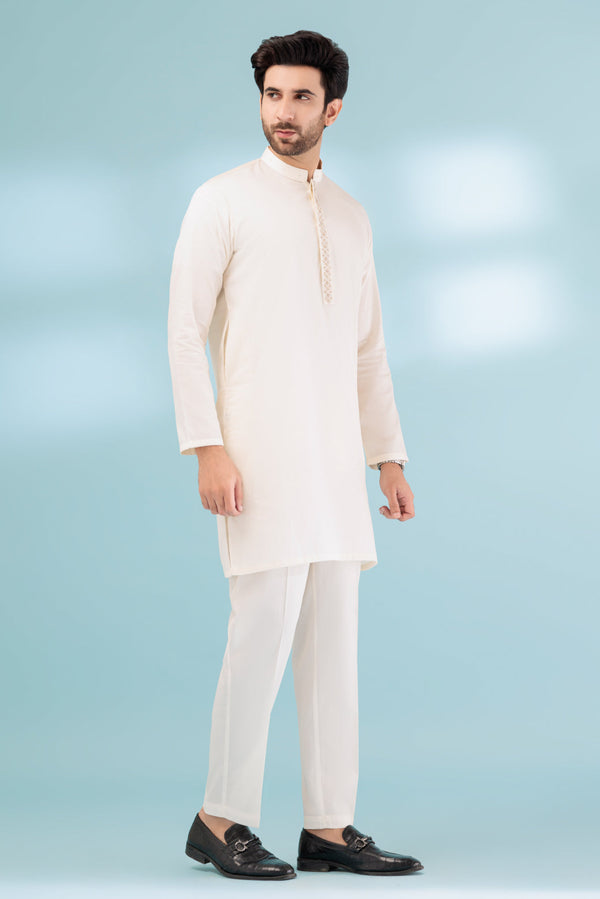 CREAM-COTTON-KURTA PAJAMA TROUSER - (KSB23-017)