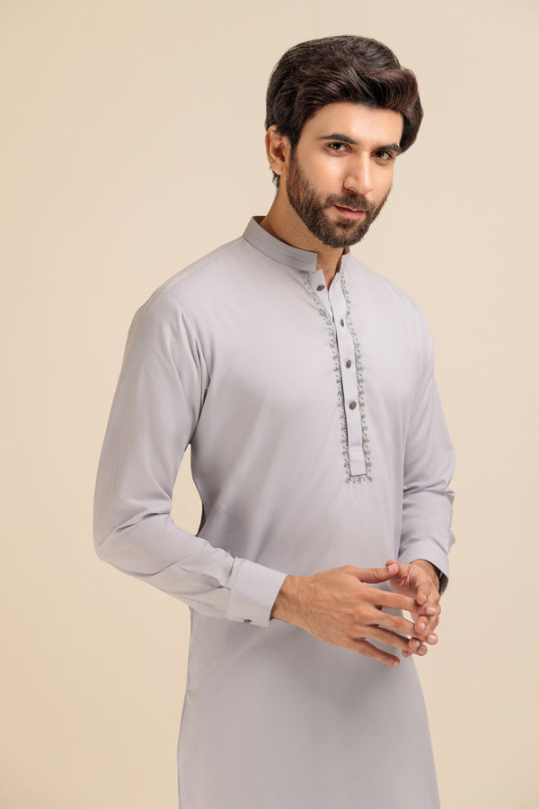 W-GREY-BLENDED-KURTA PAJAMA TROUSER - (KSB23-021)