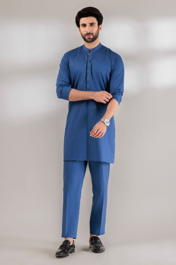 S-BLUE-COTTON-KURTA TROUSER - (KSR24-005)